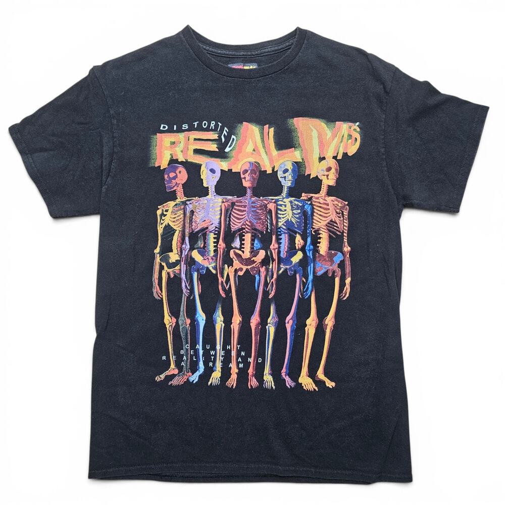 TEEN HEARTS Graphic T-Shirt Men's M Skeleton Distorted Reality Emo Scene Punk